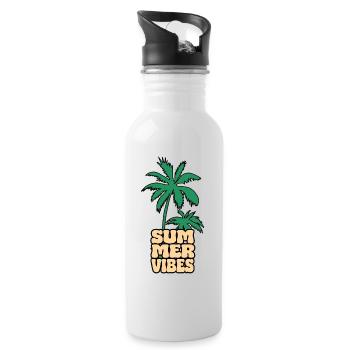 Summer Vibes Palme - Trinkflasche mit integriertem Trinkhalm - Weiß - Rechts