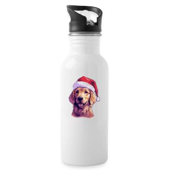 Chien Golden Retriever de Noël - Gourde avec paille intégrée - blanc - Droite