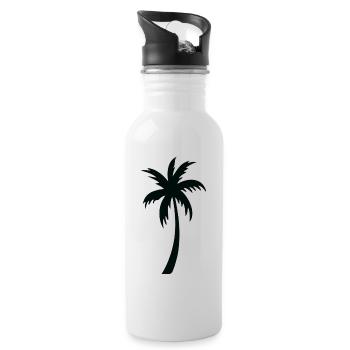 Tropische Palmen-Silhouette Geschenk Sommer - Trinkflasche mit integriertem Trinkhalm - Weiß - Rechts