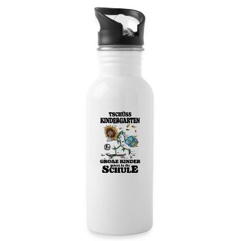 Tschüss Kindergarten ich bin jetzt in der Schule - Trinkflasche mit integriertem Trinkhalm - Weiß - Rechts