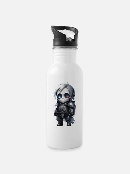 Medival Skeleton - Trinkflasche mit integriertem Trinkhalm - Weiß