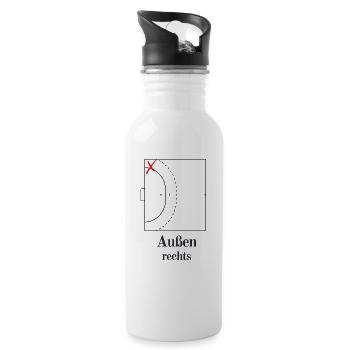 Handball - Rechtsaußen - Trinkflasche mit integriertem Trinkhalm - Weiß - Rechts