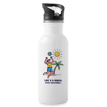 Life's a Beach, Play Volleyball - Water bottle with straw - white - Right