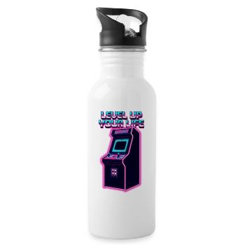 Level Up Your Life Neon Arcade - Trinkflasche mit integriertem Trinkhalm - Weiß - Rechts