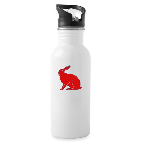 Roter Hase - Trinkflasche mit integriertem Trinkhalm