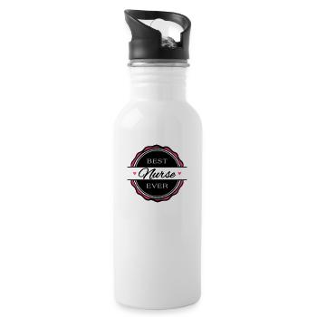 Best Nurse ever - Trinkflasche mit integriertem Trinkhalm - Weiß - Rechts