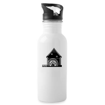 windmill windmill wind turbine windrad6 - Water bottle with straw - white - Right
