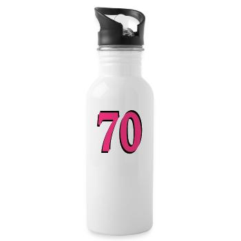 70 . Geburtstag - Trinkflasche mit integriertem Trinkhalm - Weiß - Rechts