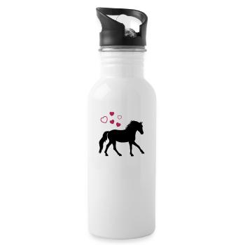 Horse with Hearts - Water bottle with straw - white - Right