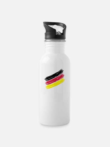 Nation Stripes - Design ur own! German Sample - Water bottle with straw - white