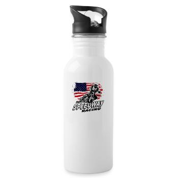 Speedway - USA Flag - Trinkflasche mit integriertem Trinkhalm - Weiß - Rechts