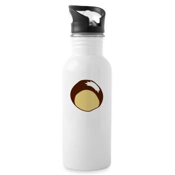 eine einzelne kastanie herbst jahreszeit sammeln d - Trinkflasche mit integriertem Trinkhalm - Weiß - Rechts