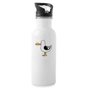 funny moeve beach bird hunger - Water bottle with straw - white - Right