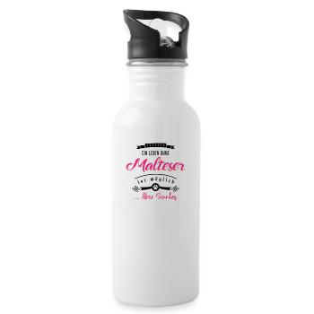 malteser leben sinnlos - Trinkflasche mit integriertem Trinkhalm - Weiß - Rechts