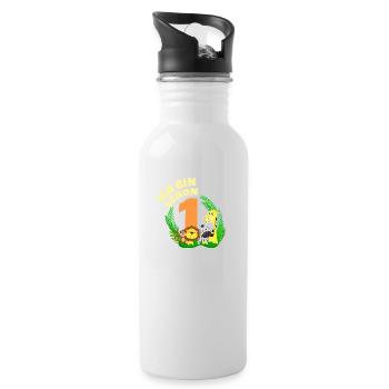 Ich bin schon 1 Jahr alt Dschungel Tier Geburtstag - Trinkflasche mit integriertem Trinkhalm - Weiß - Rechts
