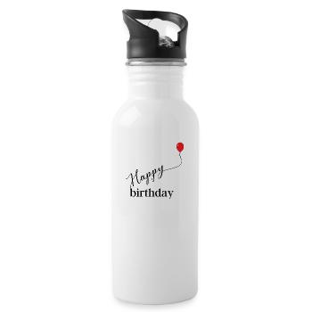happy birthday - Gourde avec paille intégrée - blanc - Droite