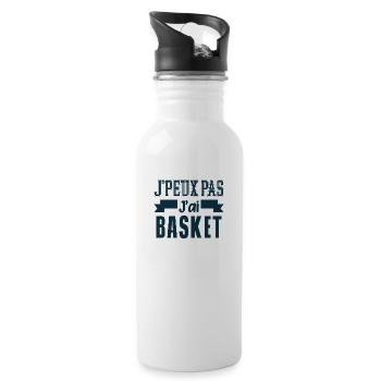 Je peux pas j'ai basket - Gourde avec paille intégrée - blanc - Droite