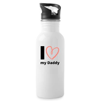 I Love my Daddy Saying Father's Day Love Dad Father - Water bottle with straw - white - Right