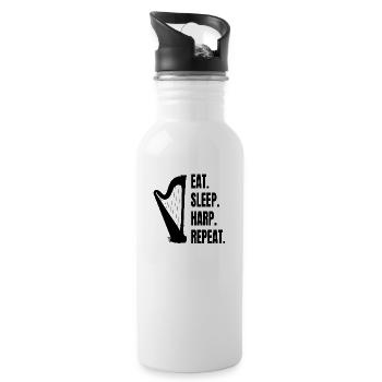 Harp Player Harp Music Harp Teacher Instrument - Water bottle with straw - white - Right