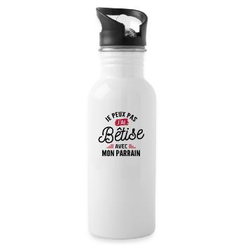 je peux pas j ai bêtise avec mon parrain - Gourde avec paille intégrée - blanc - Droite
