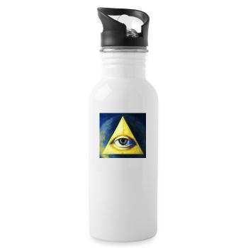 All Seeing Eye - Water bottle with straw - white - Right