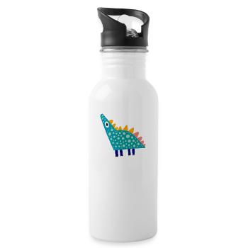 Mignon dinosaure Dino cadeau enfants et bébés - Gourde avec paille intégrée - blanc - Droite