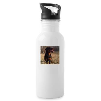 Rottweiler - Trinkflasche mit integriertem Trinkhalm - Weiß - Rechts