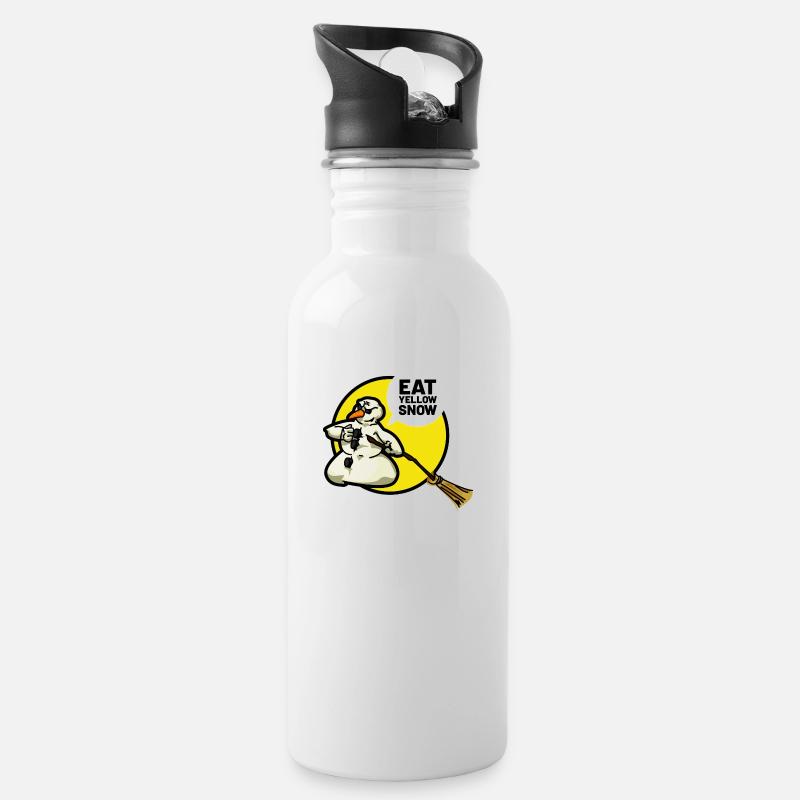bad snowman eat yellow snow - Trinkflasche mit integriertem Trinkhalm - Weiß