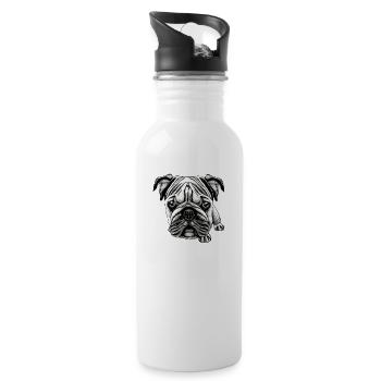 Bulldog Français Chien anglais 10 - Gourde avec paille intégrée - blanc - Droite