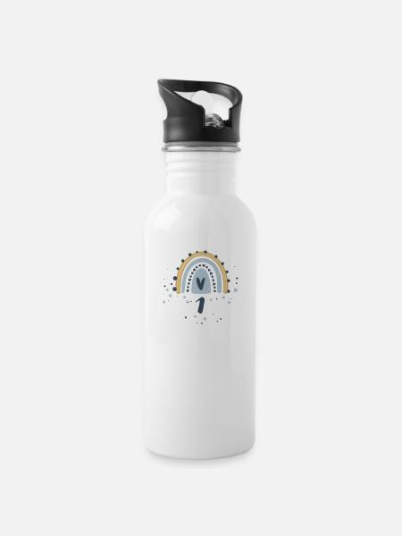 1 birthday guys - Water bottle with straw - white