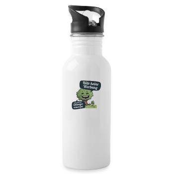 Bitte keine Werbung und kostenlosen Zeitungen - Trinkflasche mit integriertem Trinkhalm - Weiß - Rechts