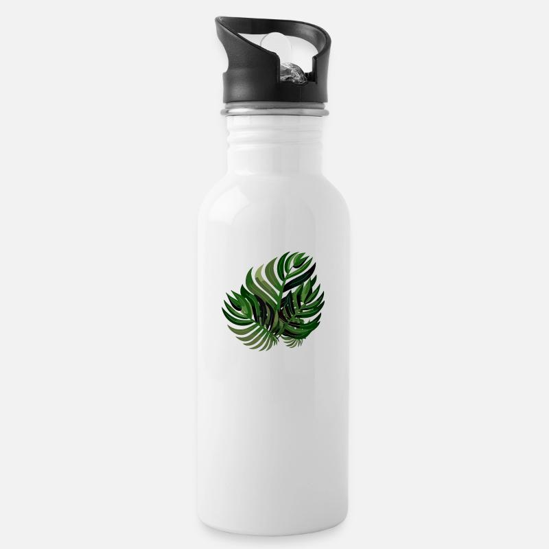 Feuille de palmier - Gourde avec paille intégrée - blanc