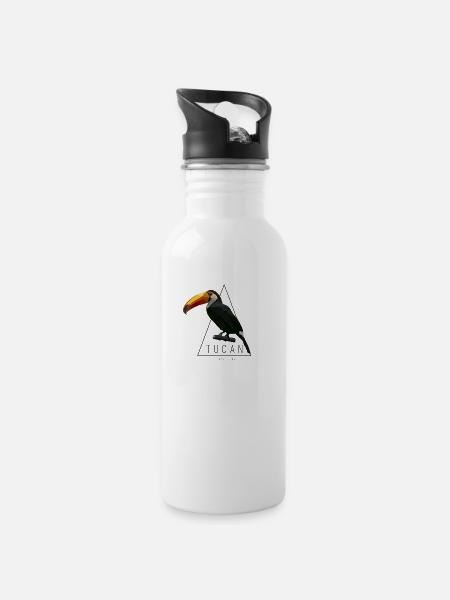 Tucan Low Poly by armadillo TShirt - Trinkflasche mit integriertem Trinkhalm - Weiß