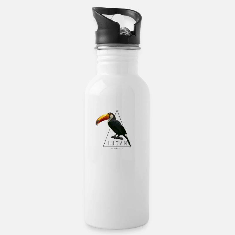 Tucan Low Poly by armadillo TShirt - Trinkflasche mit integriertem Trinkhalm - Weiß
