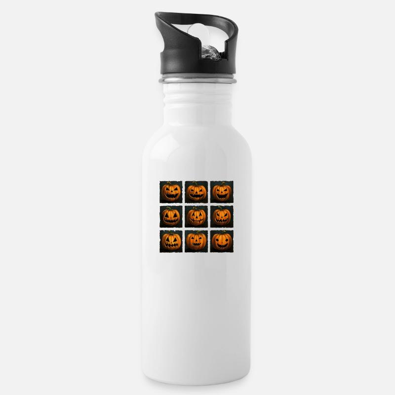 Happy Halloween! - Trinkflasche mit integriertem Trinkhalm - Weiß