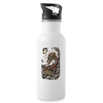 Ramen Drache Ukiyo-E Kanji Japan Kunst Design - Trinkflasche mit integriertem Trinkhalm - Weiß - Rechts