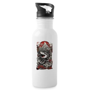 Ukiyo-e Shark Japanese Waves Art Sea Shark - Gourde avec paille intégrée - blanc - Droite
