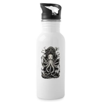 Vintage Octopus Japanese Tattoo Art Design - Gourde avec paille intégrée - blanc - Droite