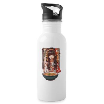 Ramen Ästhetik Retro Nudelsuppen Streetwear Design - Trinkflasche mit integriertem Trinkhalm - Weiß - Rechts