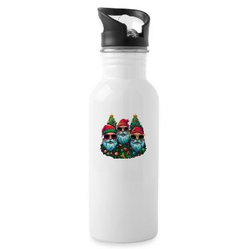 Cool Santas with sunglasses - Water bottle with straw - white - Right