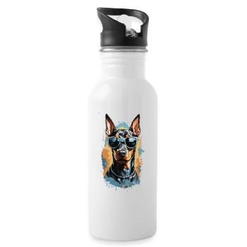 Doberman Dog Streetwear Dog Lover Look - Water bottle with straw - white - Right