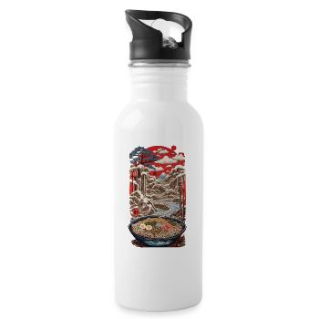 Vintage Ramen Ukiyo-e Streetwear Art Design - Water bottle with straw - white - Right