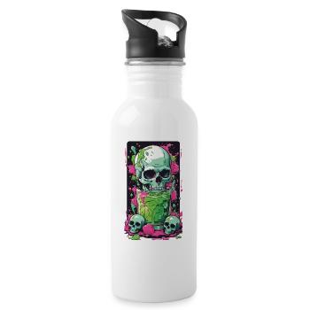 Gothic Skull Weirdcore Gift Illustration - Trinkflasche mit integriertem Trinkhalm - Weiß - Rechts