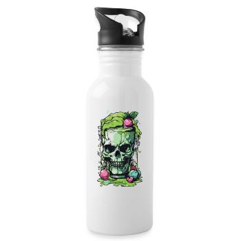 Giftiger Gothic Skull Becher Halloween Design - Trinkflasche mit integriertem Trinkhalm - Weiß - Rechts