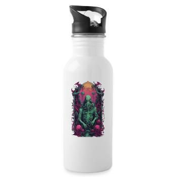 Cthulhu Gothic Vaporwave Halloween Design - Water bottle with straw - white - Right