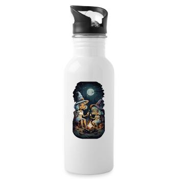 Lustige Hexen Lagerfeuer Halloween Kinder - Trinkflasche mit integriertem Trinkhalm - Weiß - Rechts