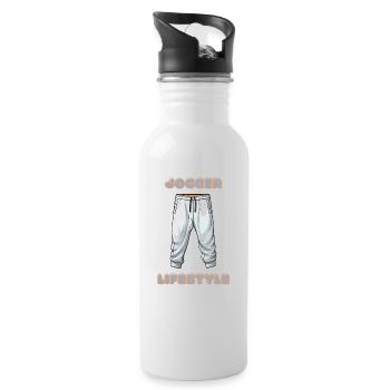 Jogger Lifestyle - Trinkflasche mit integriertem Trinkhalm - Weiß - Rechts