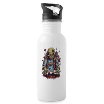 Zombie Gamer Ultimate Halloween Gaming Design - Water bottle with straw - white - Right