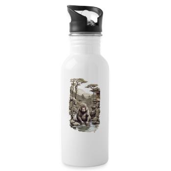 Japanmakake Ukiyo-E Affe in heißer Quelle Design - Trinkflasche mit integriertem Trinkhalm - Weiß - Rechts