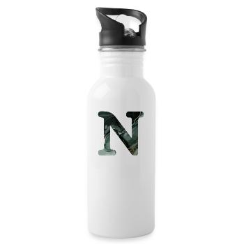 Green marbled letter n - Water bottle with straw - white - Right